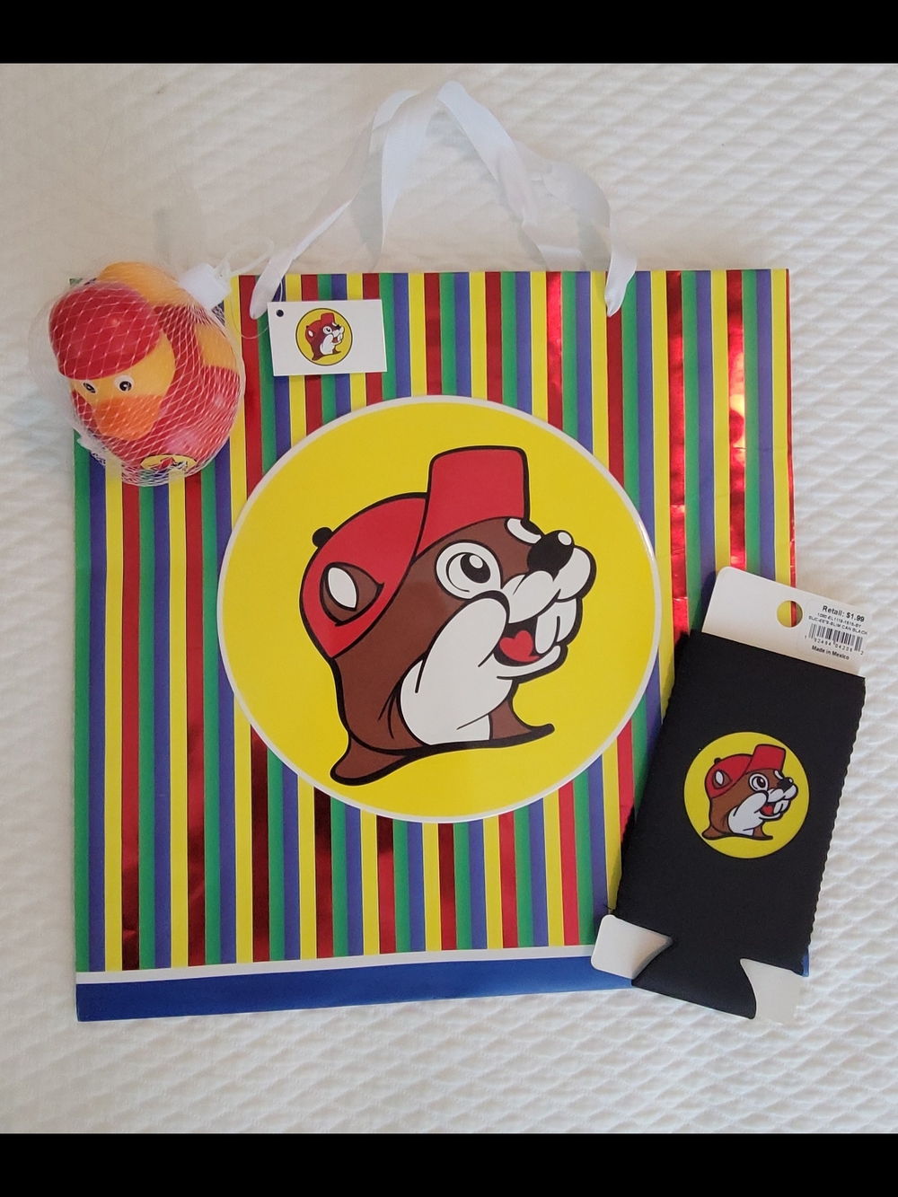 Set Of Buc-ee's Gift Bag + Koozie + Duckee, Brand New